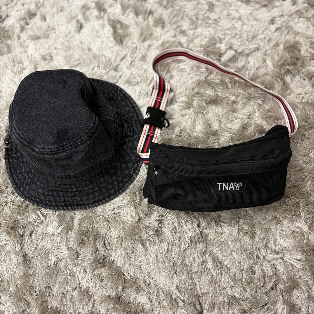TNA Black Bucket Hat and Crossbody Set